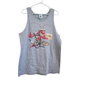 Vintage Duck Co. Graphic Print Sleeveless Tank Top Pullover Gray Size Large